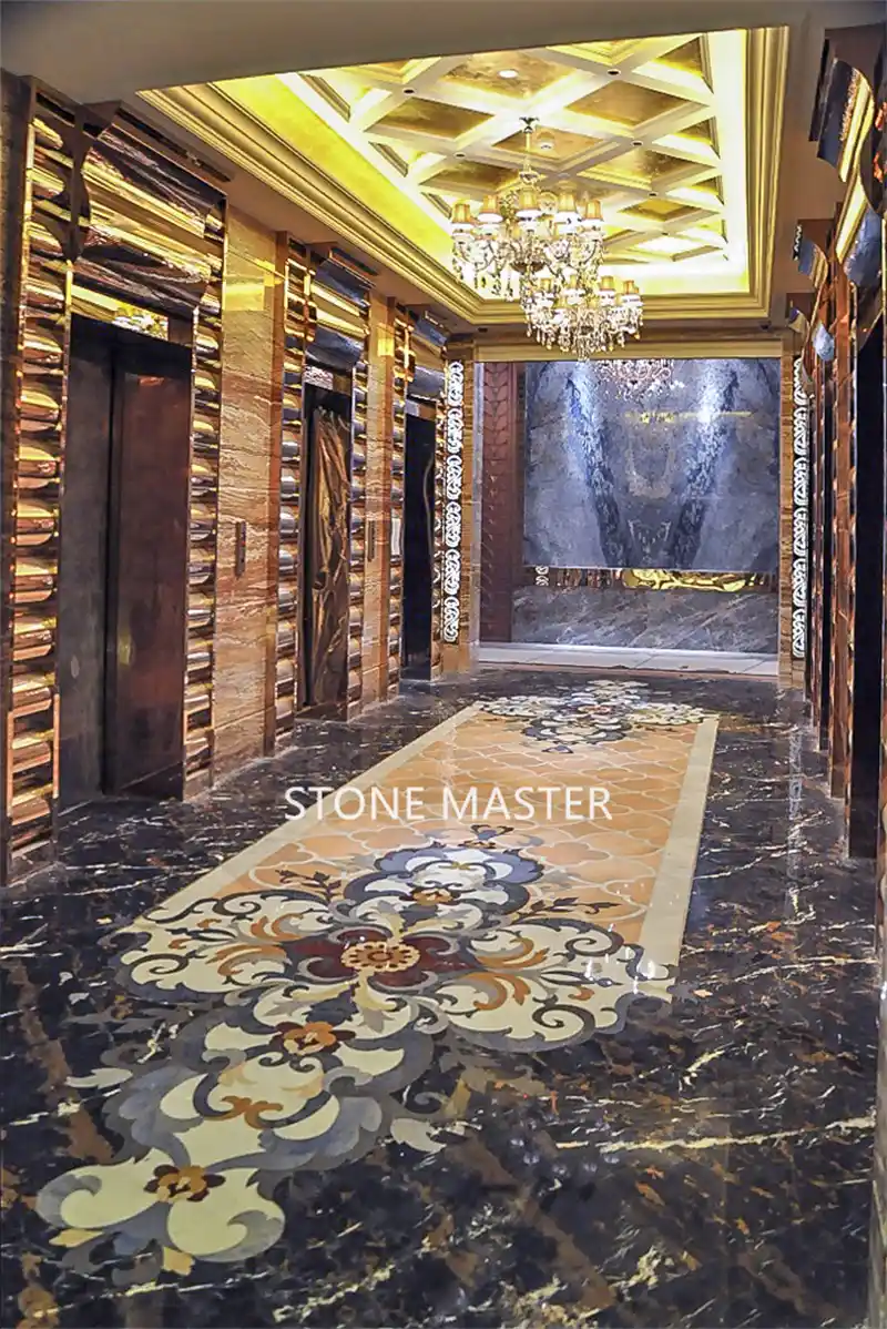 Royal Style Waterjet Marble Inlay Medallion Club in France High-end Club