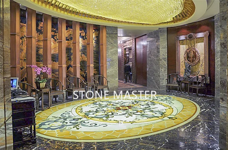 Royal Style Waterjet Marble Inlay Medallion Club in France High-end Club