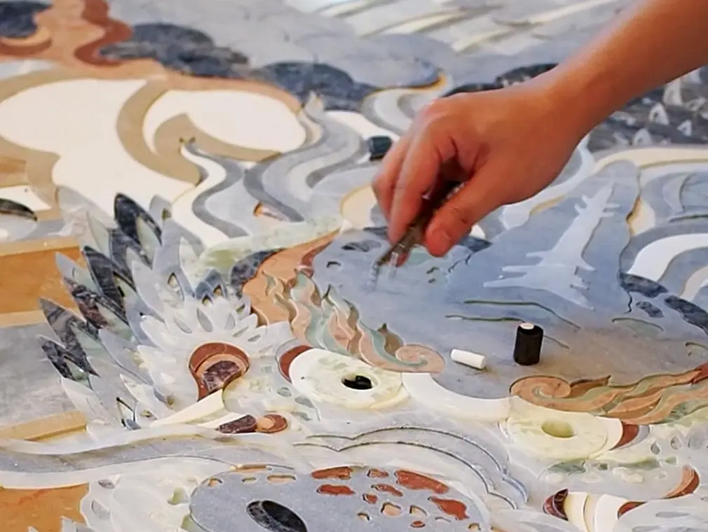 Luxury Marble inlay flooring marble inlay wall table villa hotel mansion