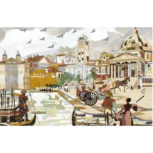 Elegant Marble Inlay Background Wall Decor Material & Craftsmanship Marble Inlay Stone Wall
