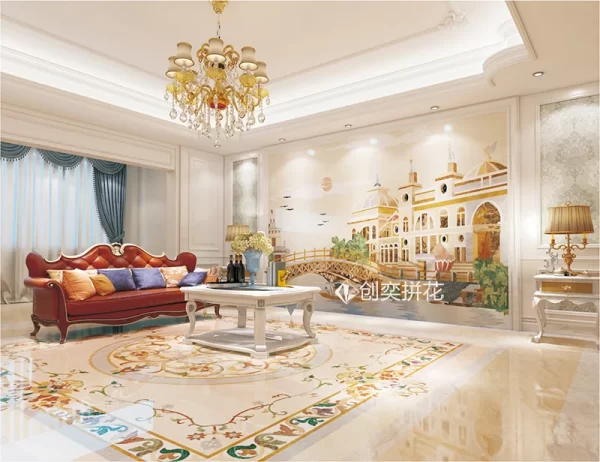 Elegant Marble Inlay Background Wall Decor