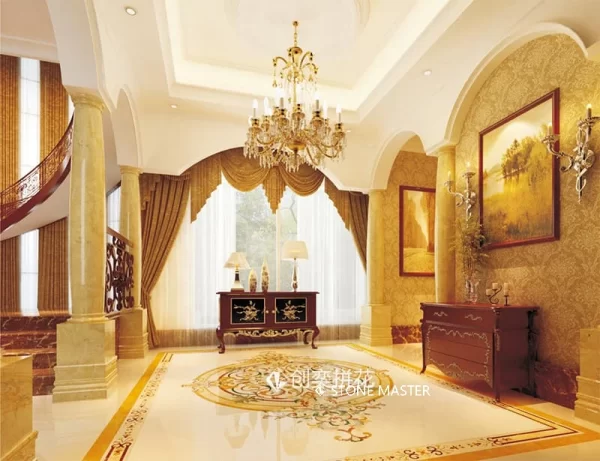 Exquisite Design for Prestigious Spaces. Luxury Marble Inlay Medallion – Timeless Elegance for Grand Entrances