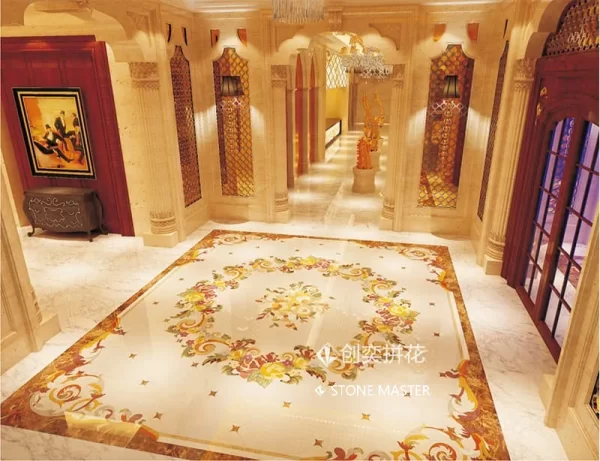 Elegant Square Marble Inlay Medallion For Luxury Interiors