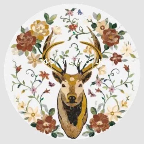 Majestic Pietra Dura Stone Deer Marble Inlay Background Wall