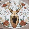 Majestic Pietra Dura Stone Deer Marble Inlay Background Wall