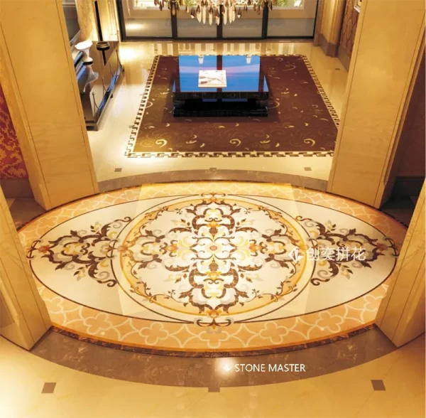 Oval Marble Inlay Medallion Flooring For Luxury Villa