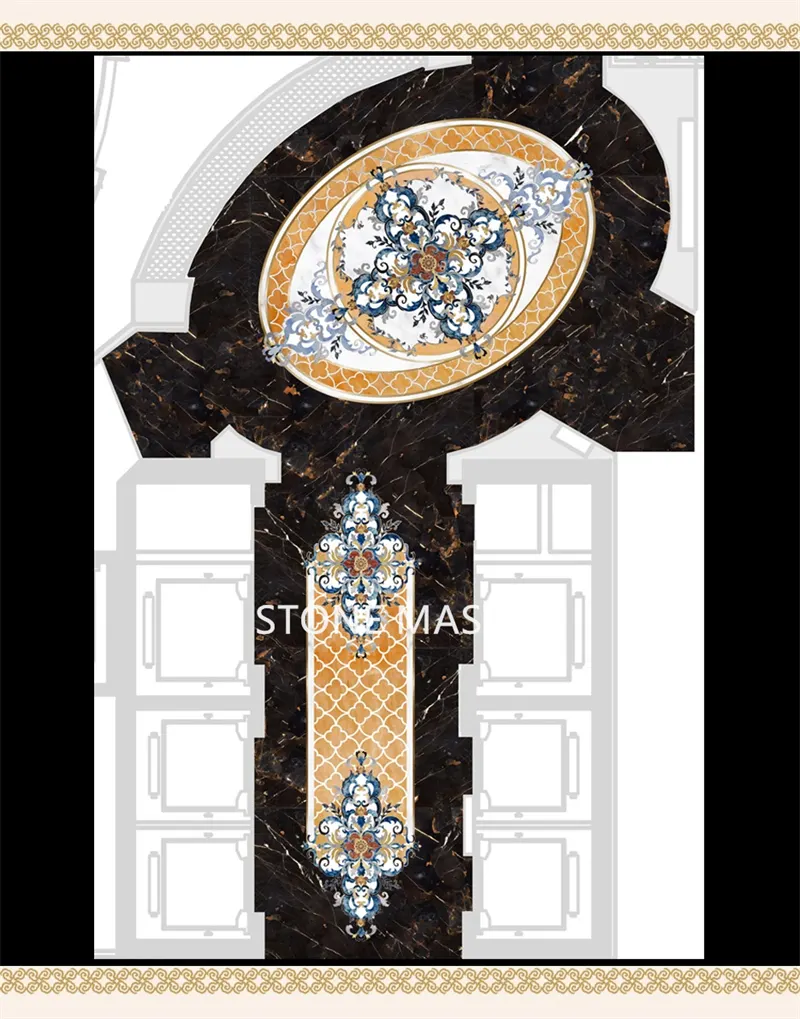 Royal Style Waterjet Marble Inlay Medallion Club in France High-end Club