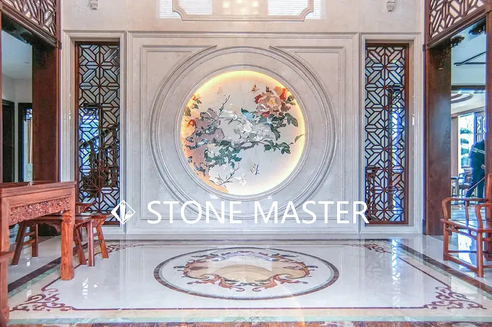 marble inlay medallion for villa flower pattern
