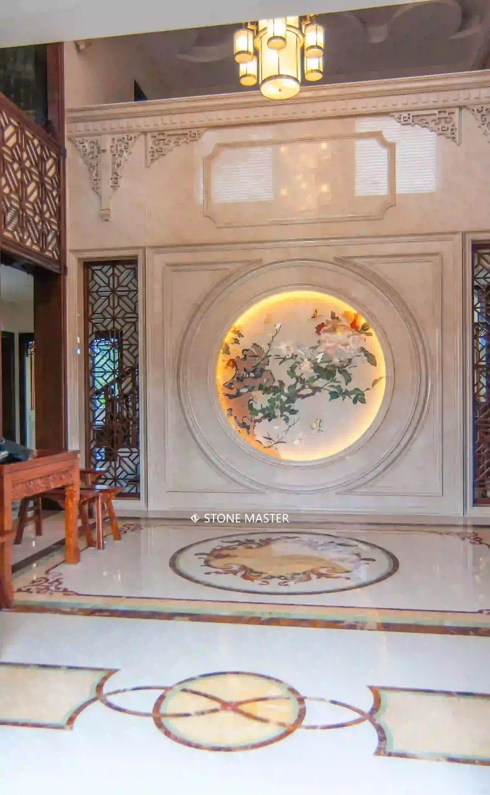 marble inlay medallion for villa flower pattern