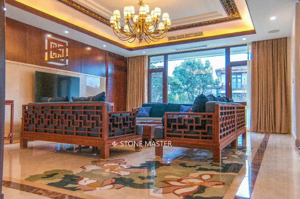 marble inlay design for living room flower pattern