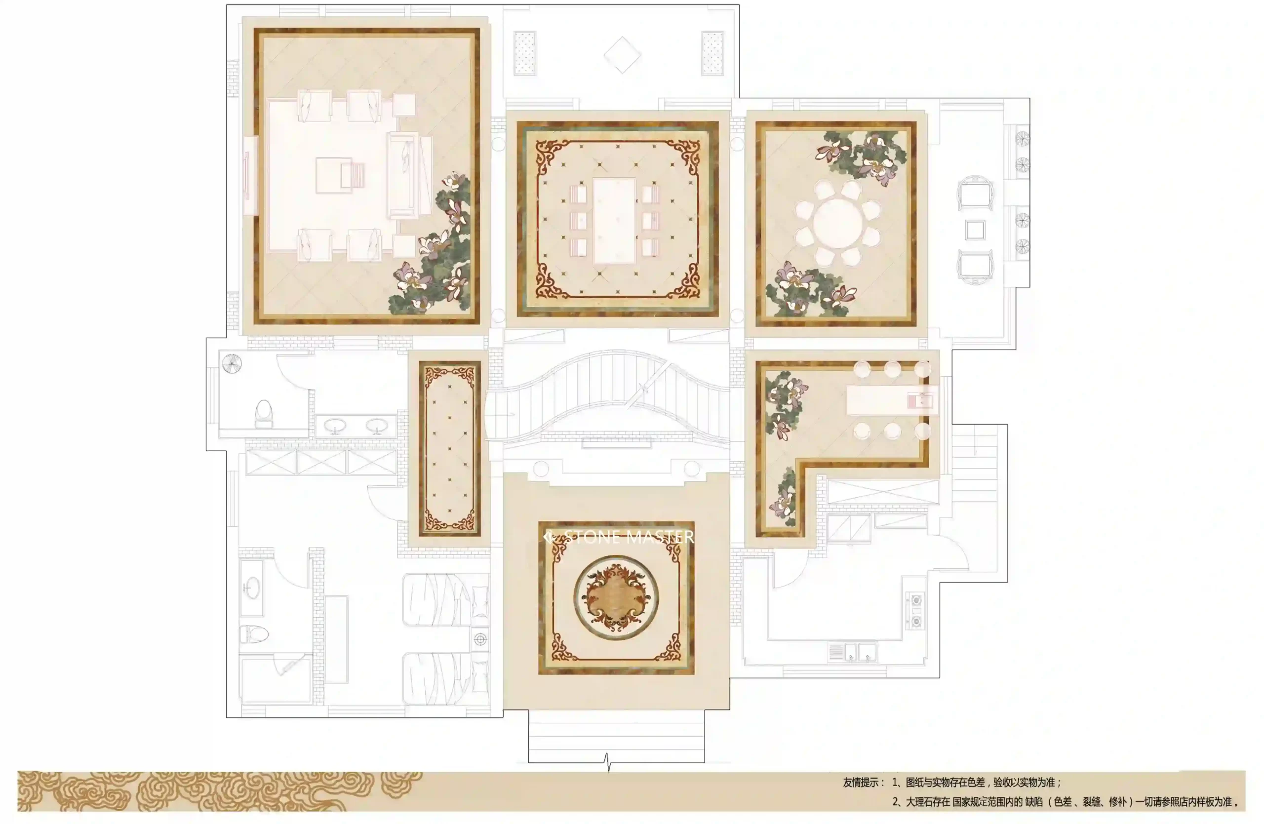 marble inlay medallion for villa layout