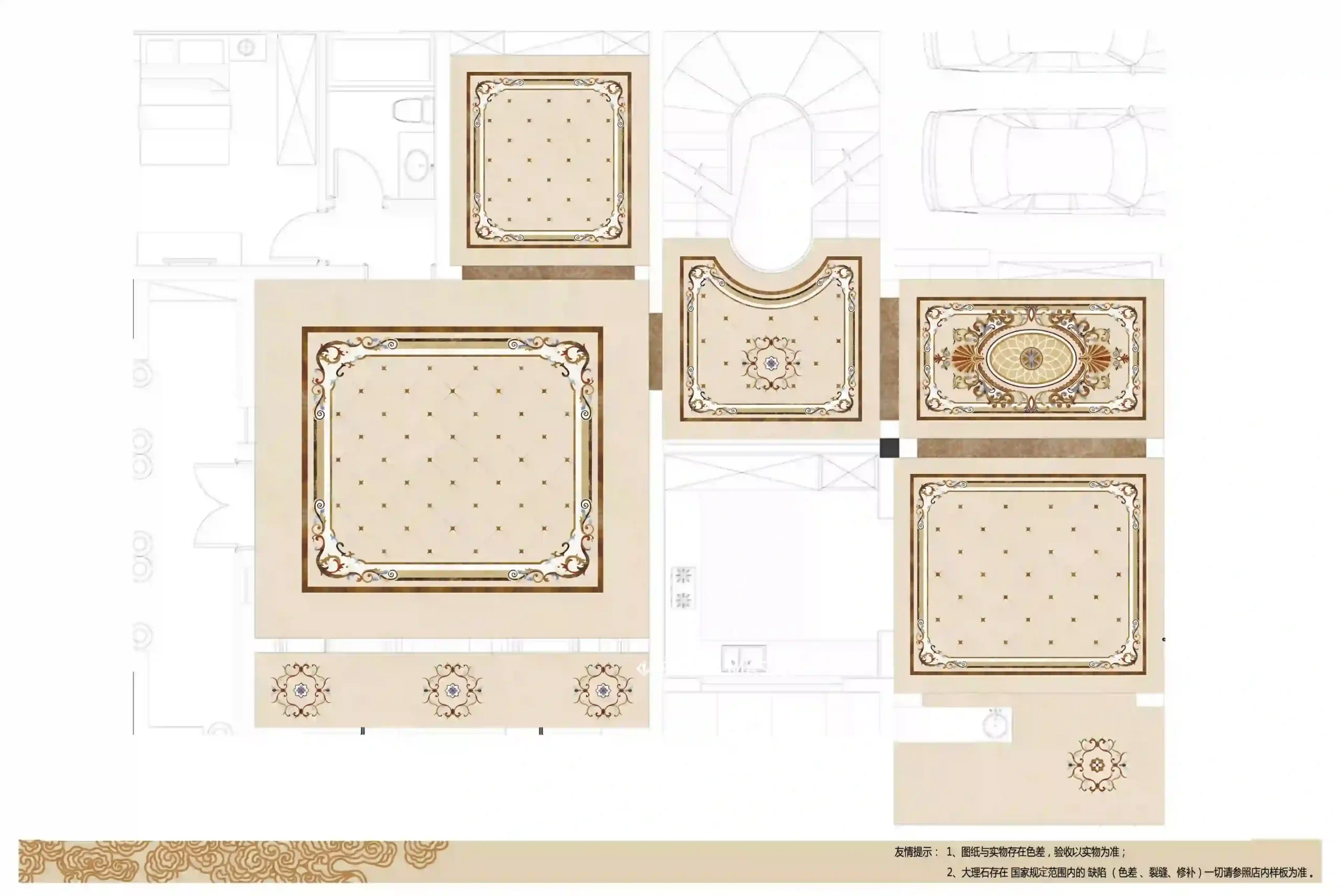 Luxurious Marble Inlay Villa layout interior design