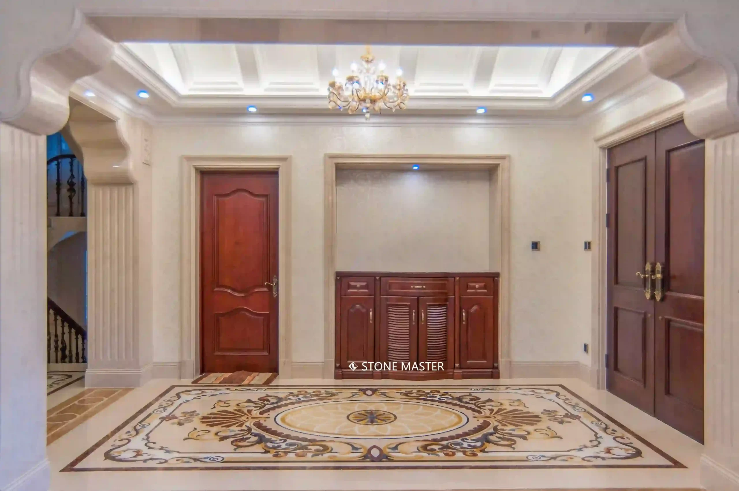 Luxury villa flooring design marble inlay medallion