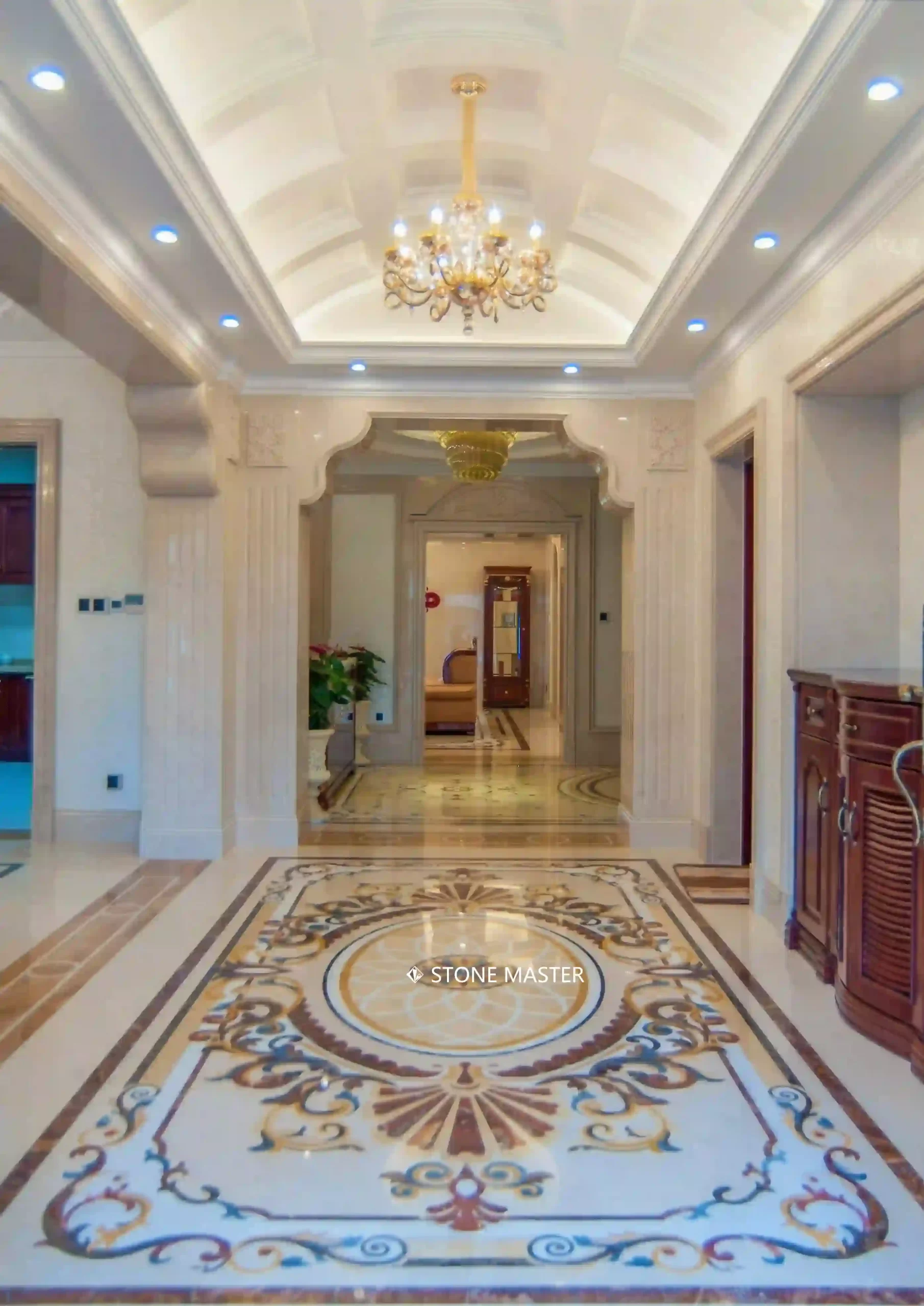 Classic marble inlay design flooring whole house customization