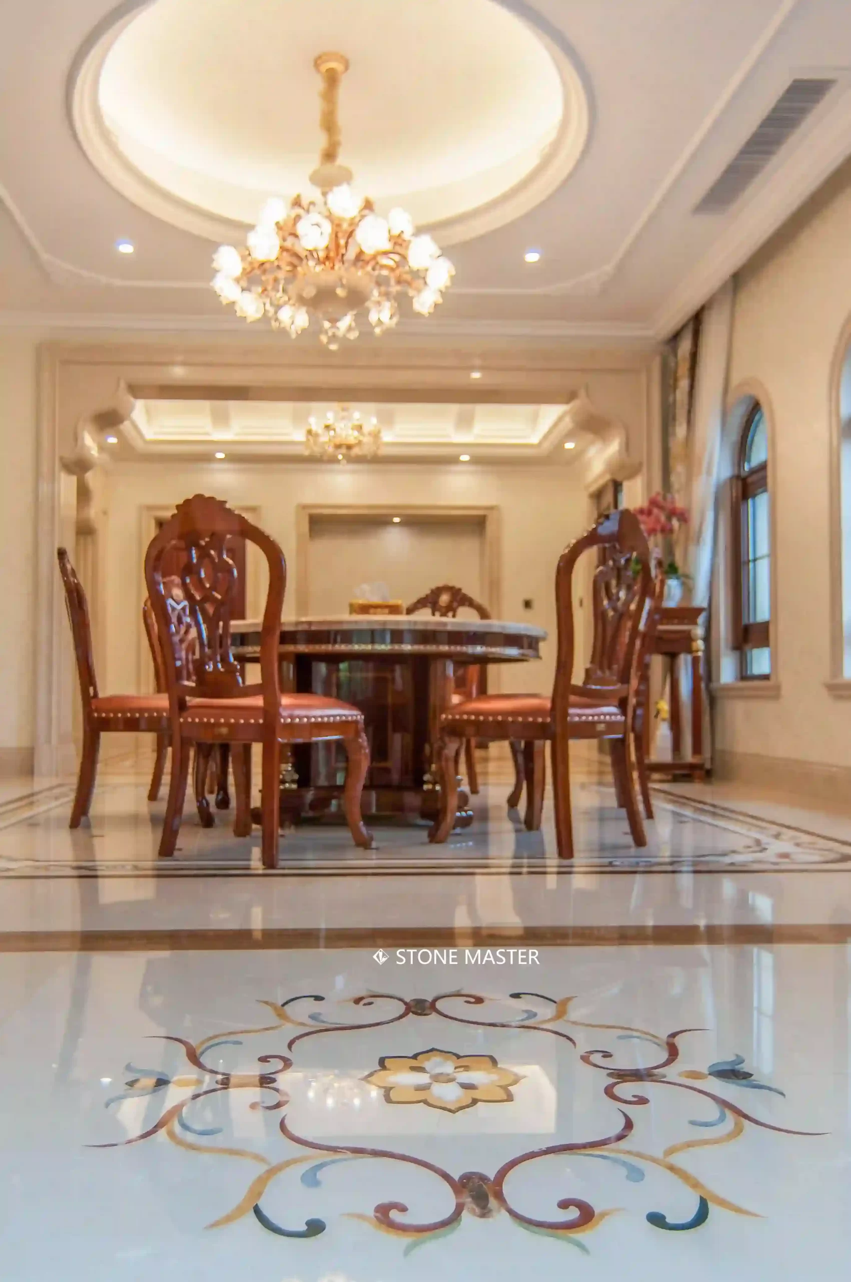 Classic marble inlay design flooring whole house customization
