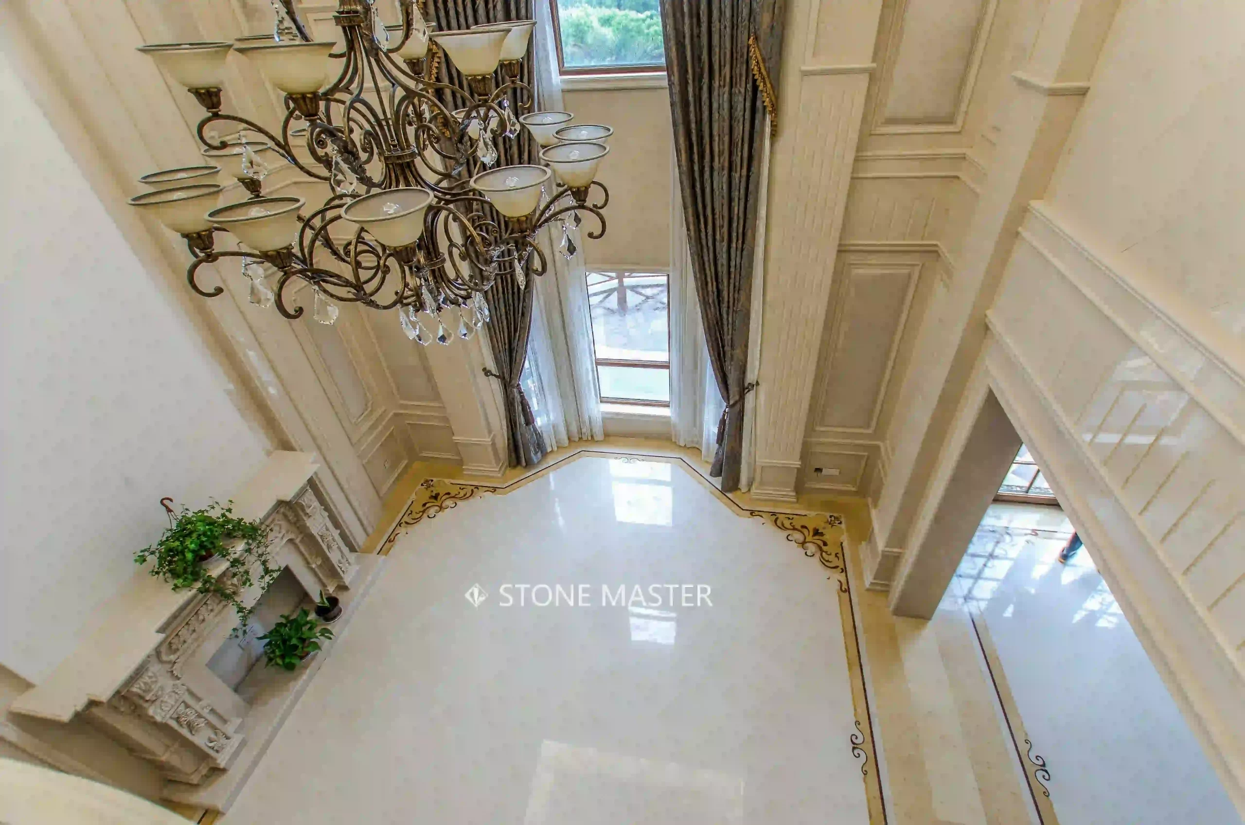 classic inlaid marble medallion flooring for villa