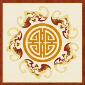 Elegant Inlaid Marble Medallion with Traditional Chinese Design