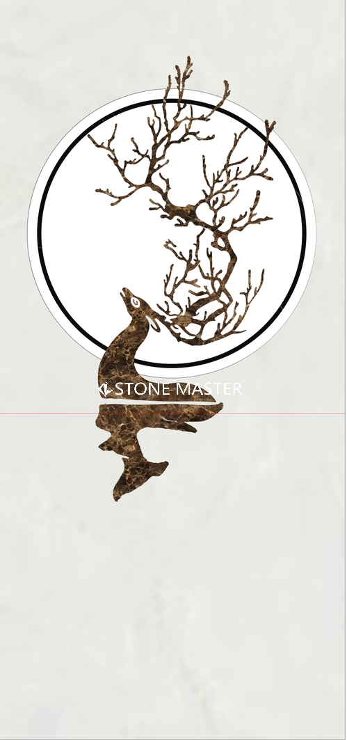Majestic Pietra Dura Stone Deer Marble Inlay Background Wall