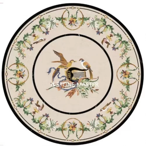 Elegant Marble Inlay Dining Table with Pietra Dura Art
