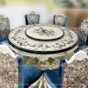Elegant Marble Inlay Dining Table with Pietra Dura Art