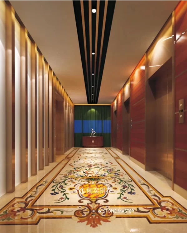 Luxurious Rectangular Marble Inlay Flooring – A Statement of Elegance