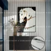 Graceful Pietra Dura Stone White Horse Marble Inlay Background Wall