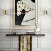 Graceful Pietra Dura Stone White Horse Marble Inlay Background Wall