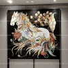 Majestic Pietra Dura Stone Horse Marble Inlay Wall Panel