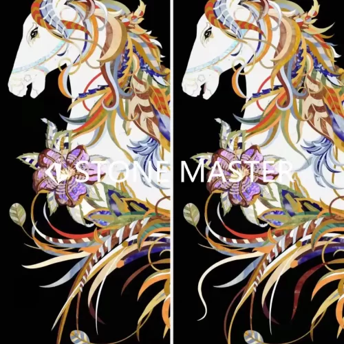 Majestic Pietra Dura Stone Horse Marble Inlay Wall Panel