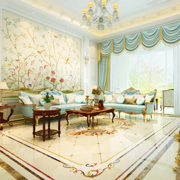 Exquisite Marble Inlay Background Wall Inspired by Abu Dhabi Mosque
