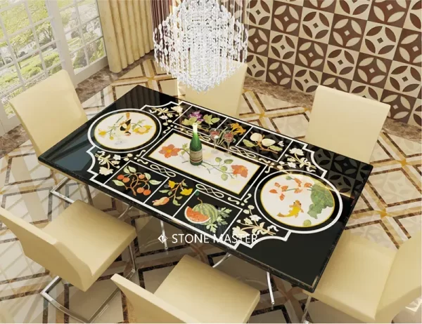 Elegant Marble Inlay Dining Table