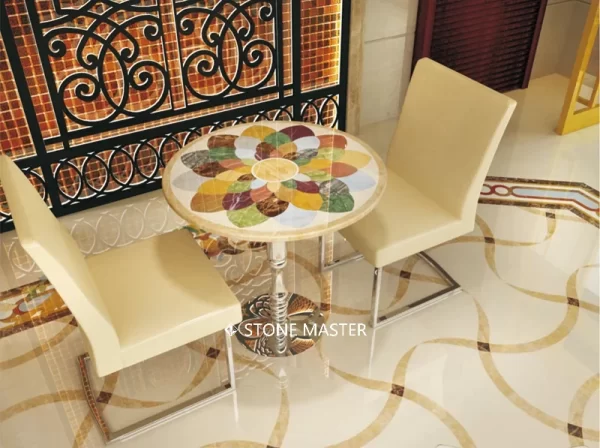 Luxury Marble Inlay Dining Table – Timeless Elegance & Durability