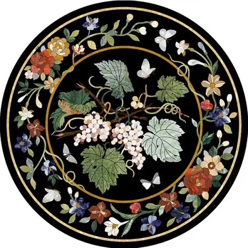 Luxury Marble Inlay Table with Parchinkari Art, Luxury Dining Spaces, Classical Living Rooms, or High-end Office Interiors