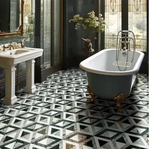 Elegant Marble Inlay Floor Design – A Perfect Fusion of Pietra Dure Artistry and Modern Aesthetics Modern Marble Inlay Floor Design – Pietra Dure Pattern
