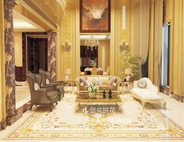 Marble Inlay Flooring Medallion For Luxury Space