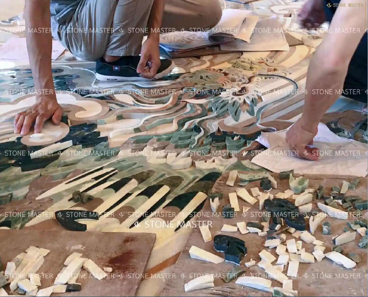 marble inlay flooring for temple church classic style floor design