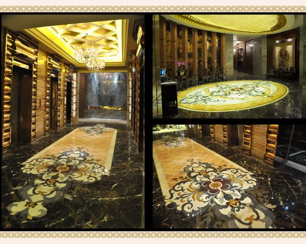8 Royal Style Waterjet Marble Inlay Medallion Club in France High-end Club