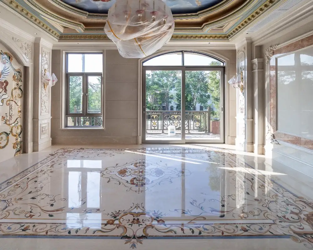 9 Luxury Marble Inlay for High-end Villa in Bangladesh Corridor Entrance Living room