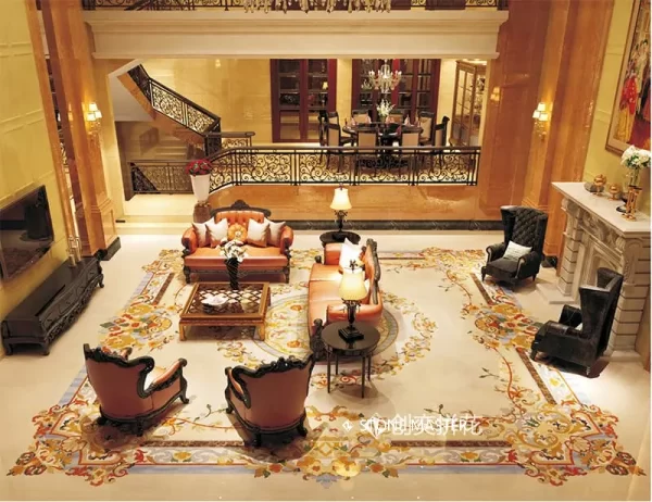 Grand European-Style Marble Inlay Flooring – A Statement of Prestige