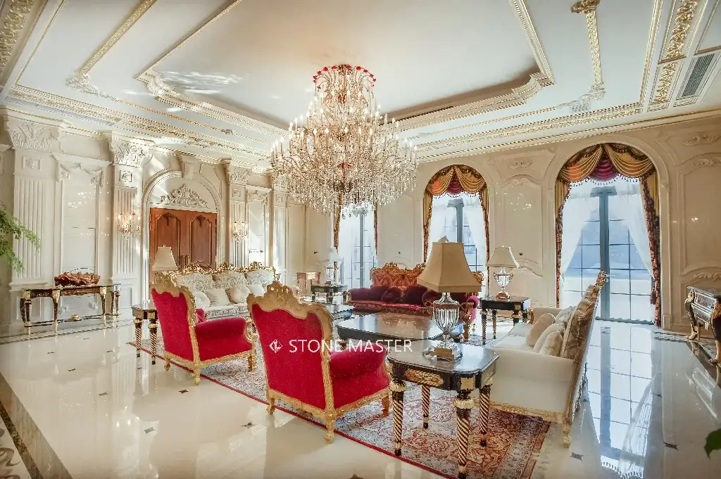 Luxury villa marble inlay design flooring