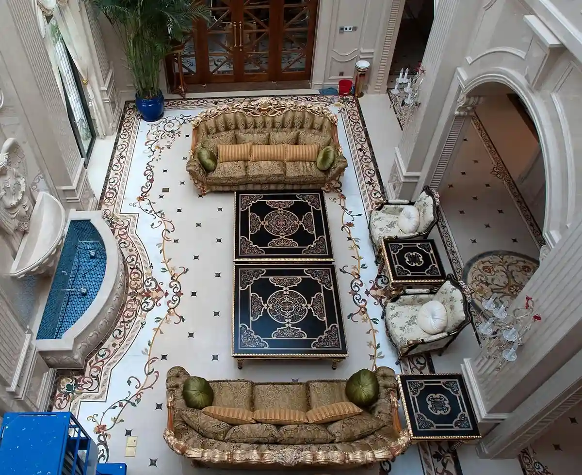 Luxury Marble inlay flooring marble inlay wall table villa hotel mansion