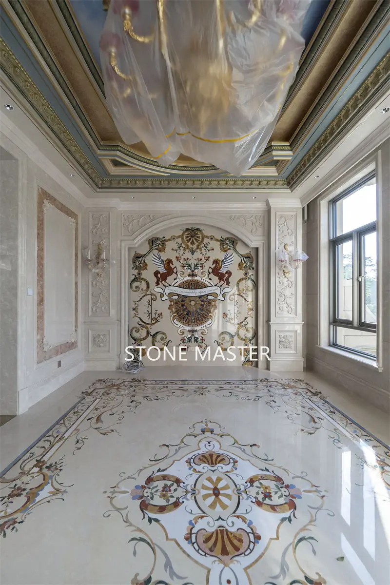 Luxury Marble Inlay for High-end Villa in Bangladesh Corridor Entrance Living room
