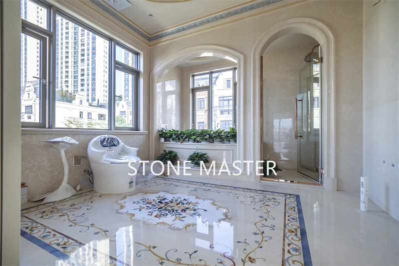 Luxury Marble Inlay for High-end Villa in Bangladesh shower room