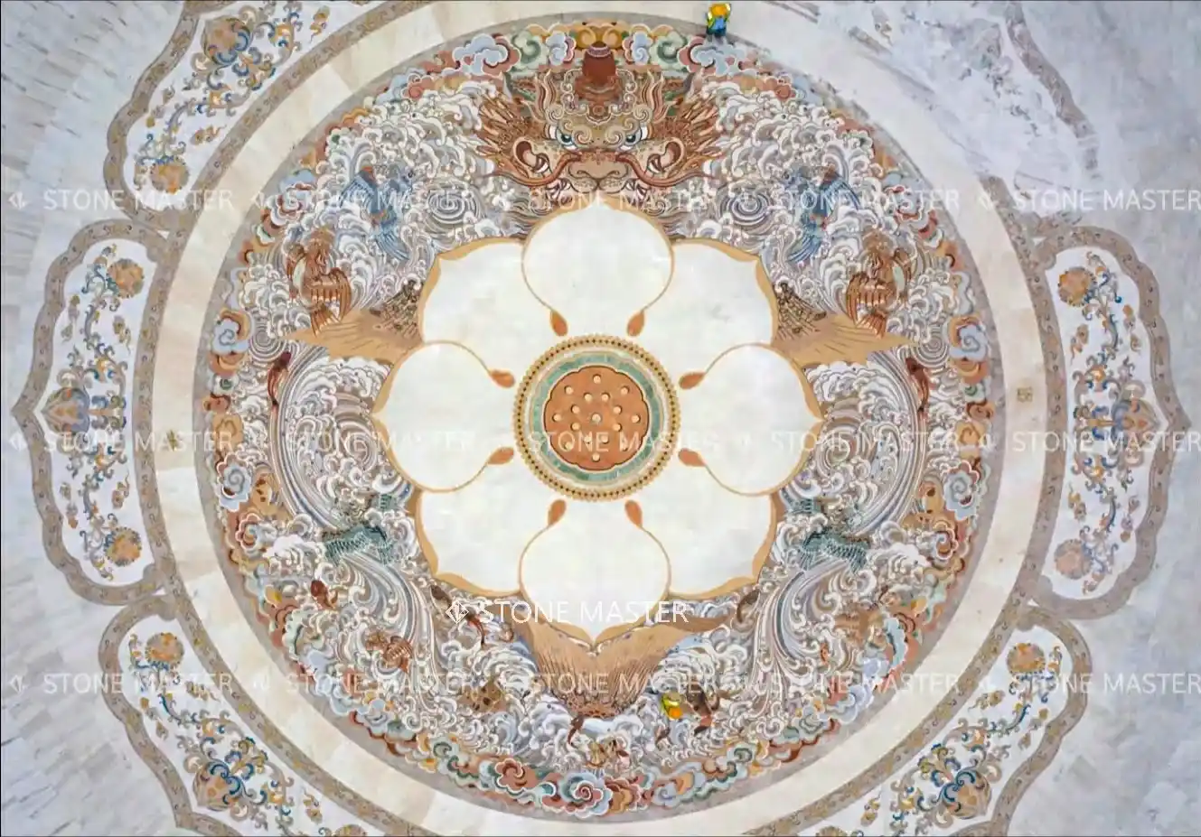 marble inlay flooring for temple church classic style floor design
