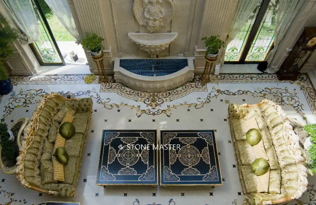 Luxury villa marble inlay design flooring