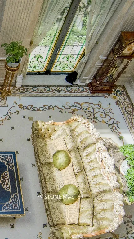 Classic luxury inlaid marble flooring design custom design