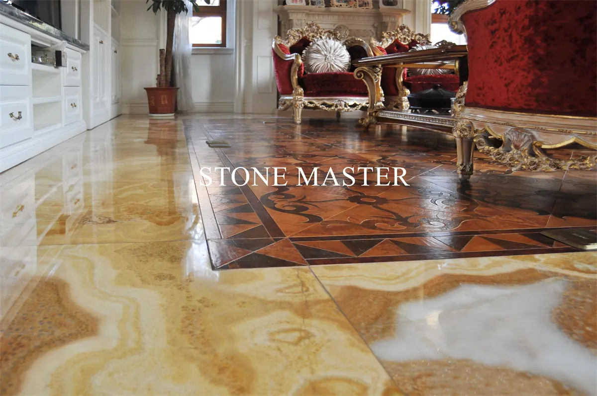 Royal Marble Inlay Design Mansion in Dubai Luxury Villa Marble Inlay flooring