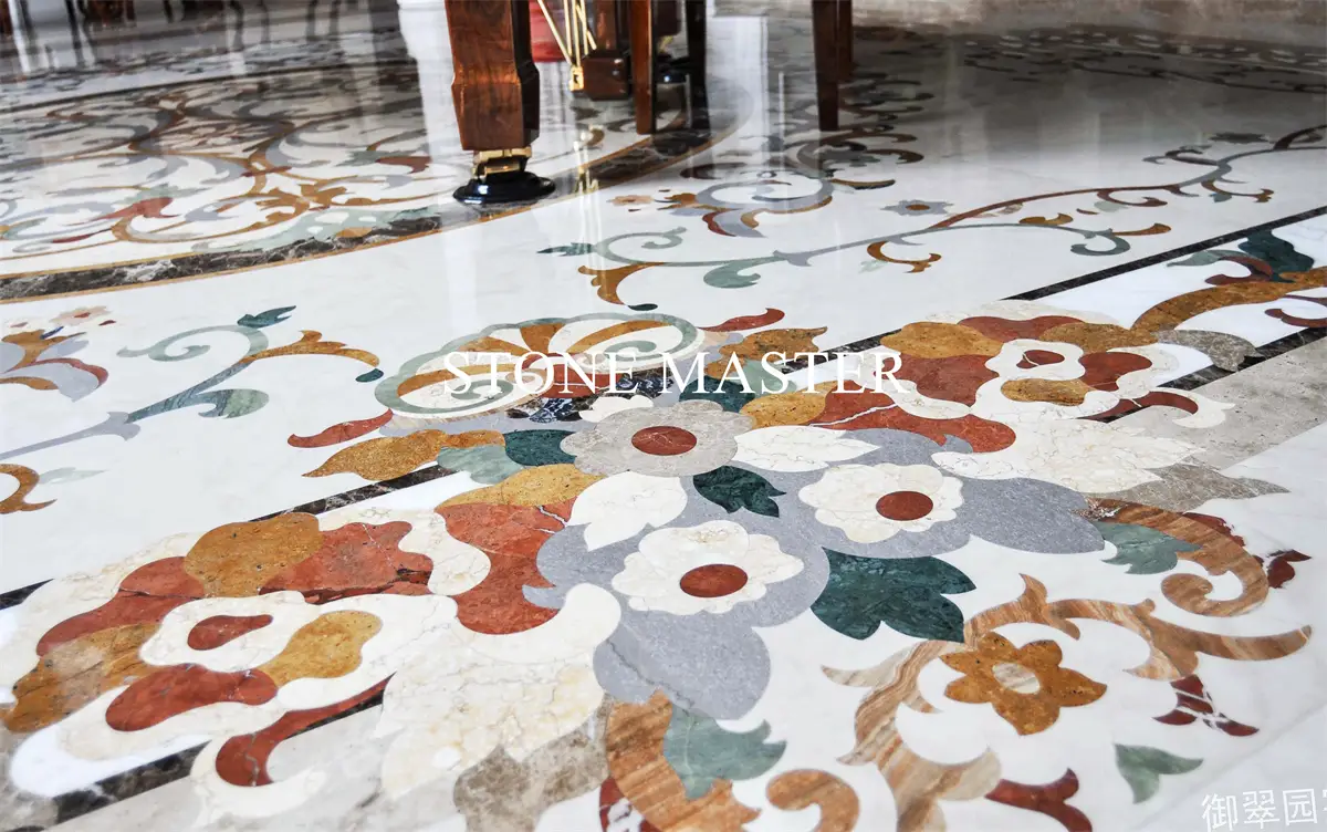 Royal Marble Inlay Design Mansion in Dubai Luxury Villa Marble Inlay flooring