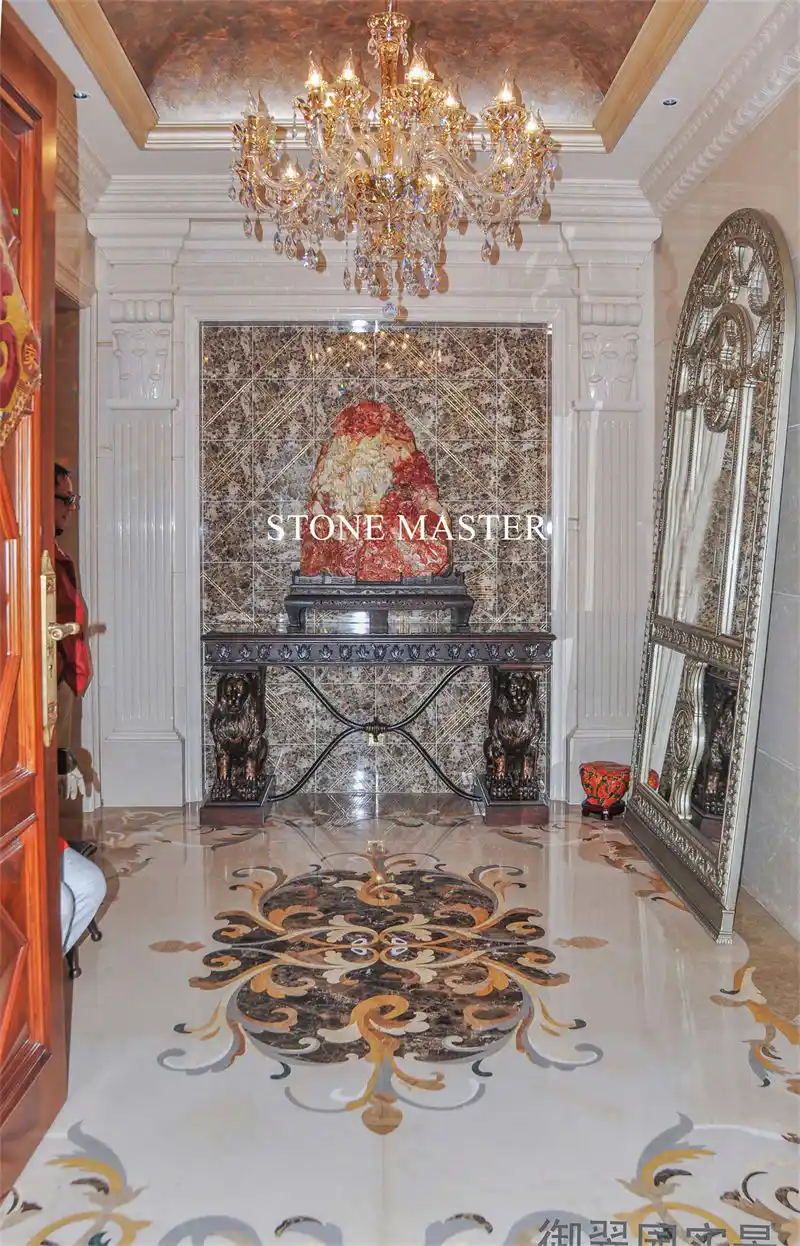 Royal Marble Inlay Design Mansion in Dubai Luxury Villa Marble Inlay flooring