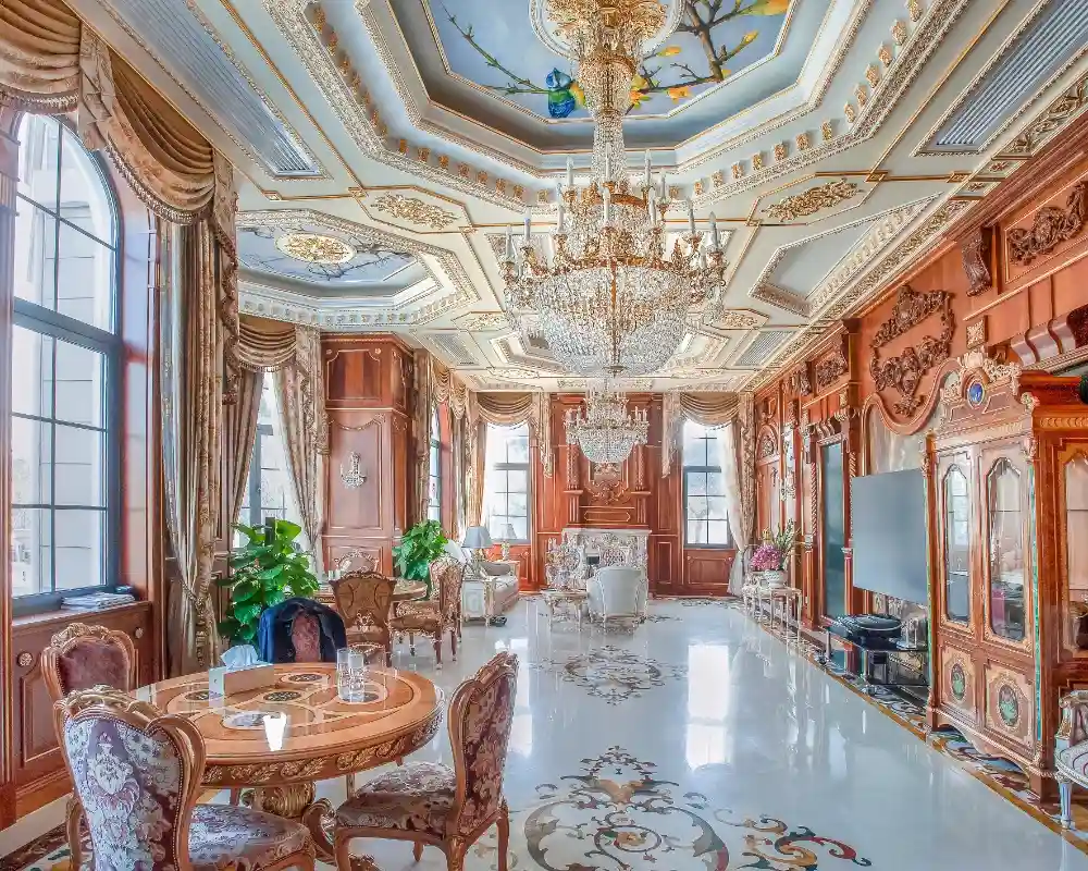 5 Luxury interior floor design inlaid marble medallion